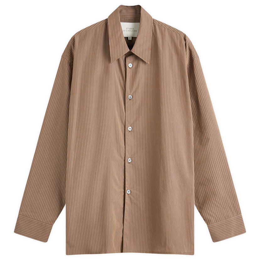 Srajce Studio Nicholson Studio Nicholson Strike Oversized Shirt, Size Large Rjava | STRIKESNM-1164-TFS