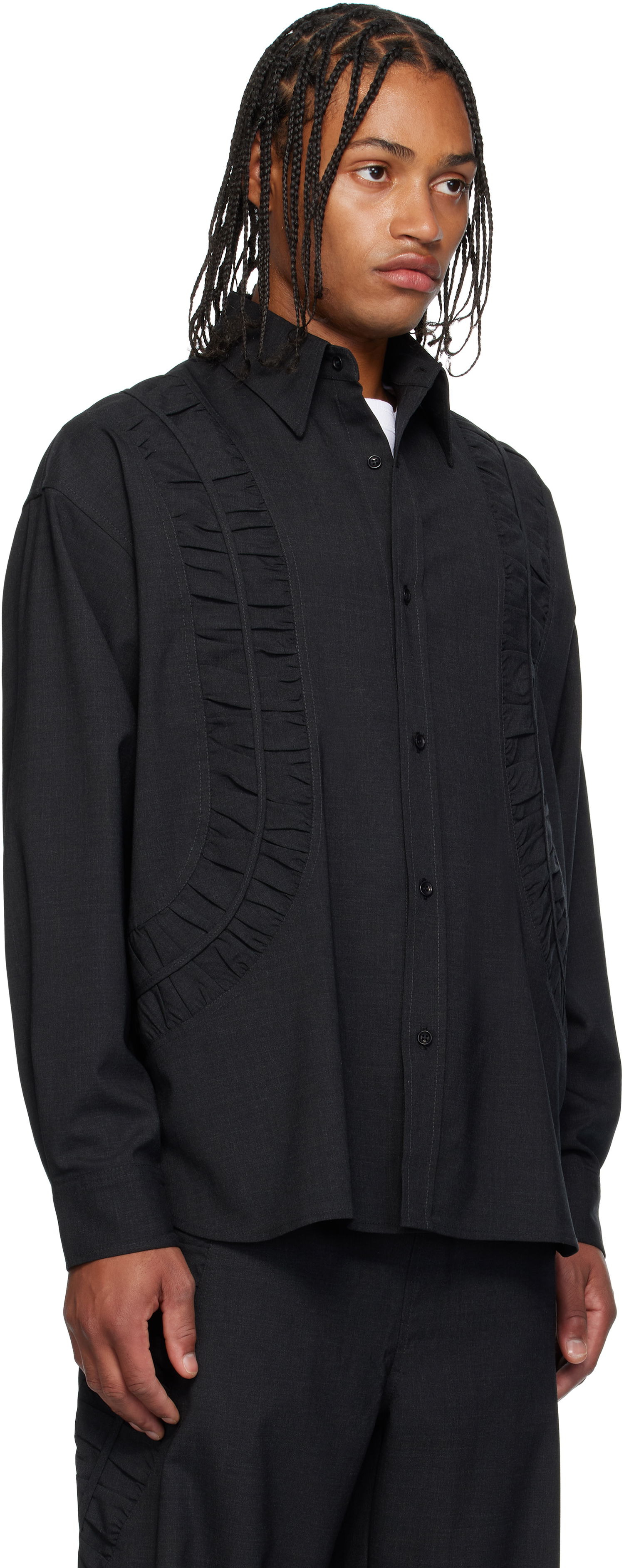 Srajce sage NATION SAGE NATION Fossil Wool Shirt Črna | S081 Fossil Shirt, 1