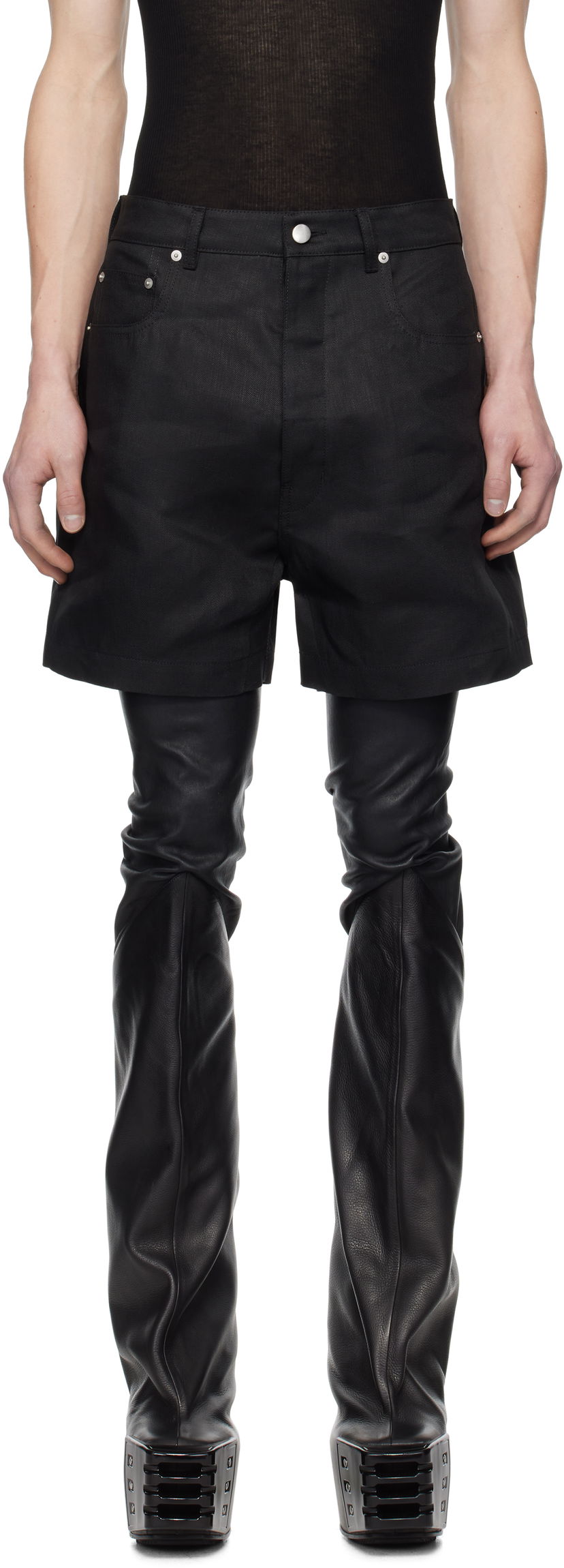 Kratke hlače Rick Owens Rick Owens Hollywood Geth Cutoff Shorts Črna | RU01E5373 TWL