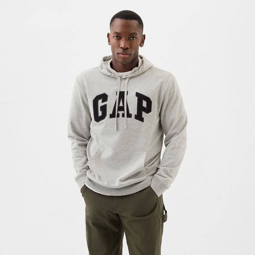 Pulover GAP French Terry Pullover Logo Hoodie B08 Siva | 868453-03