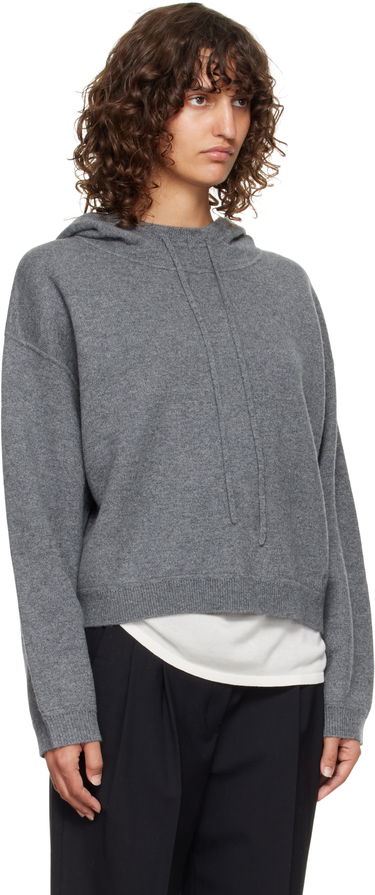 Pulover Loulou de Saison Loulou de Saison Sarla Cashmere Cropped Hoodie Siva | SARLA LDS, 1