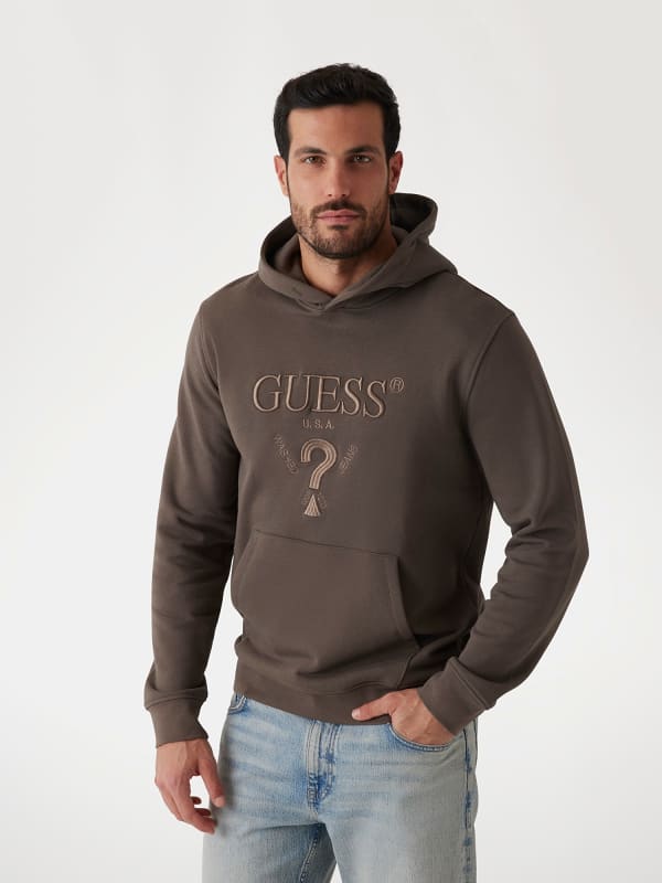 Pulover GUESS Guess Logo Hoodie Rjava | M5RQ36KCN01