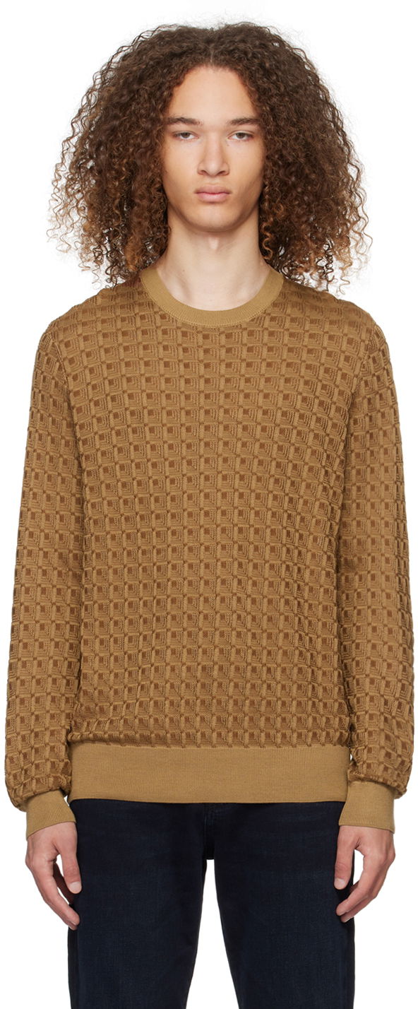 Pleteni pulover BOSS Crewneck Sweater "Tan" Oranžna | 50508159