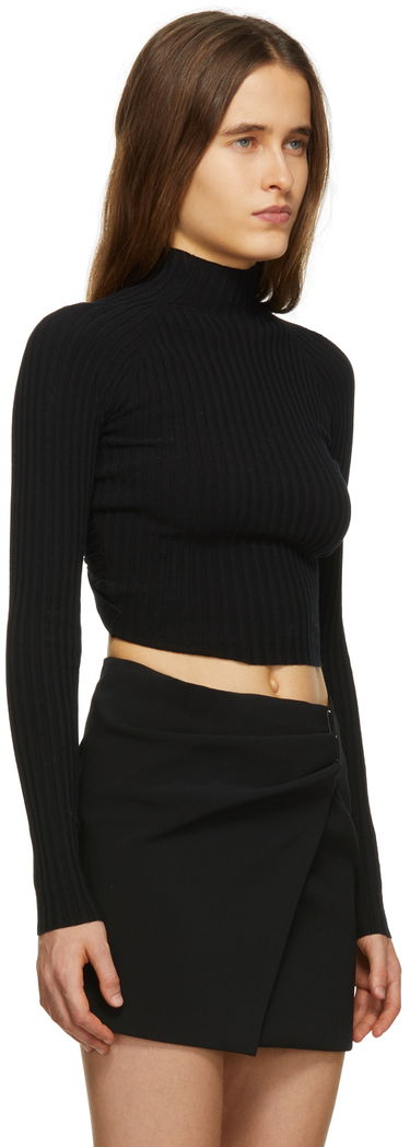 Majica Dion Lee Ribbed Knit Turtleneck Crop Top Črna | A7548R22, 1