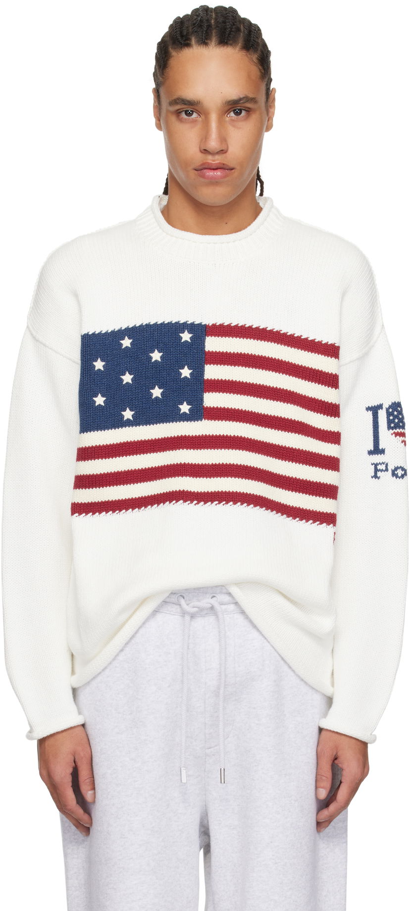Pleteni pulover Polo by Ralph Lauren Ralph Lauren I Heart Polo Flag Sweater Bela | 710962906001