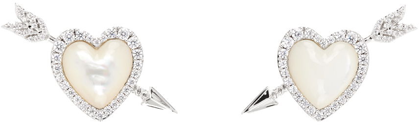 Uhani SHUSHU/TONG SHUSHU/TONG YVMIN Edition Shell Heart Arrow Earrings Bela | 23367WHT00DLR, 0