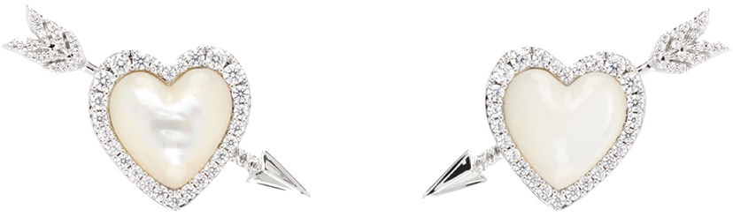 Uhani SHUSHU/TONG SHUSHU/TONG YVMIN Edition Shell Heart Arrow Earrings Bela | 23367WHT00DLR