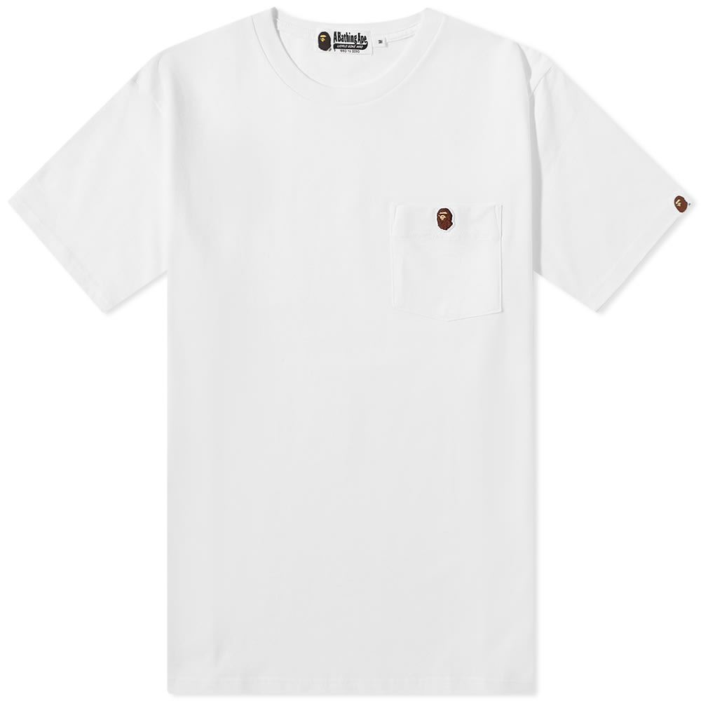 Majica BAPE A Bathing Ape Ape Head One Point Pocket Tee Bela | 001CSI801009M-WHT, 0