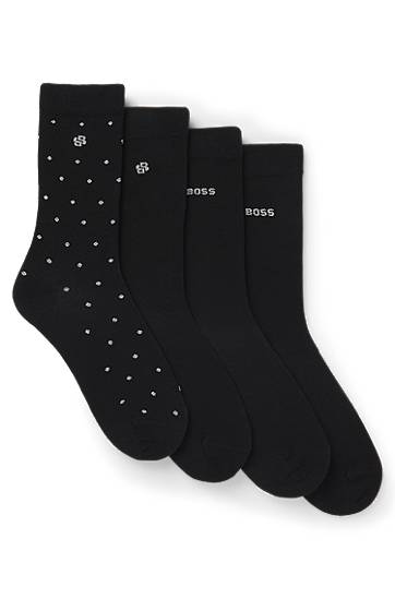 Nogavice BOSS Four-pack of regular-length socks with polka dot and monogram details Črna | 50546742, 0