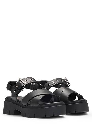 Modni dodatki BOSS Buckled Strap Chunky Sole Sandals Črna | 50542072