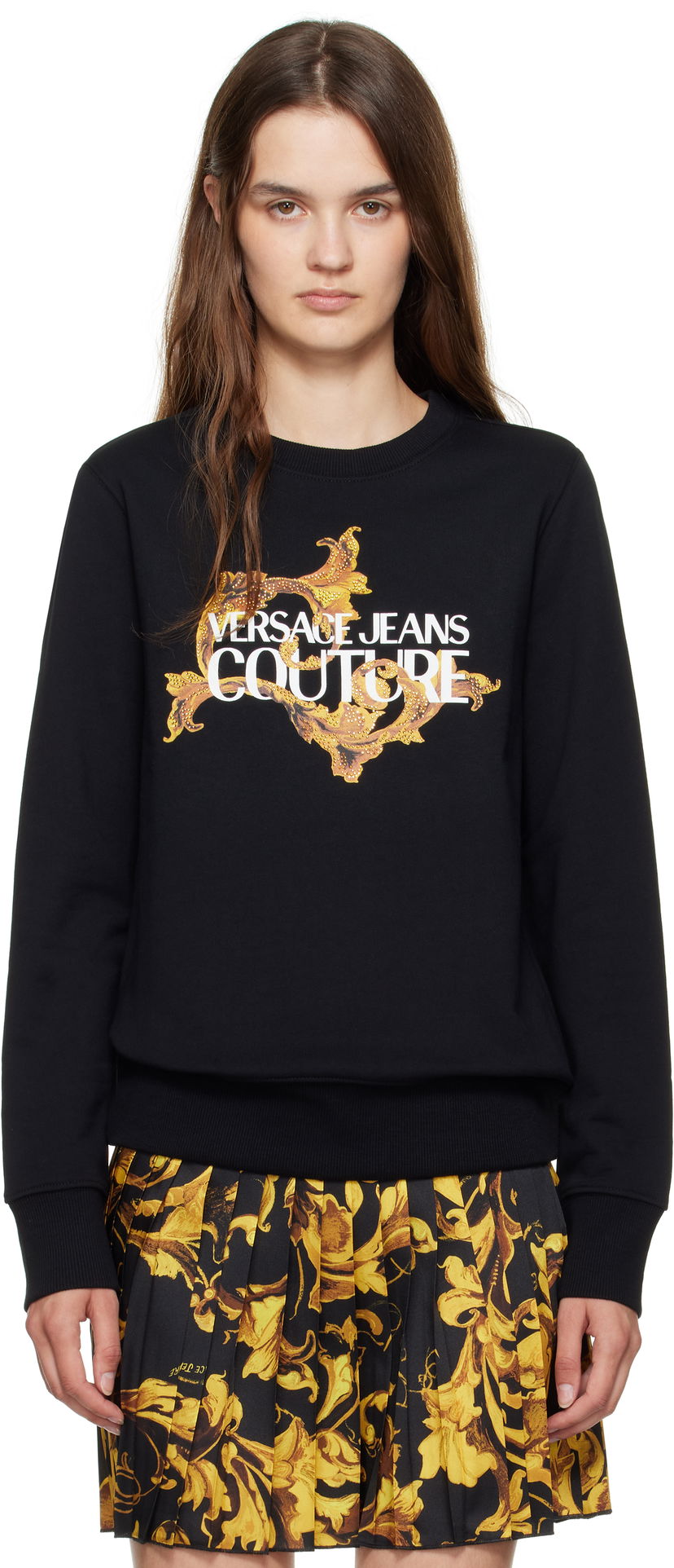 Pulover Versace Couture Screen-Printed Sweatshirt Črna | E79HAIE06_ECF00E