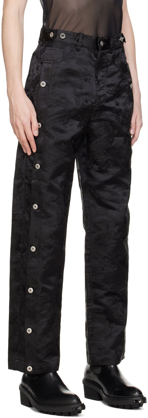Hlače Feng Chen Wang Feng Chen Wang Dragon Jacquard Trousers Črna | FUS17TR12, 1