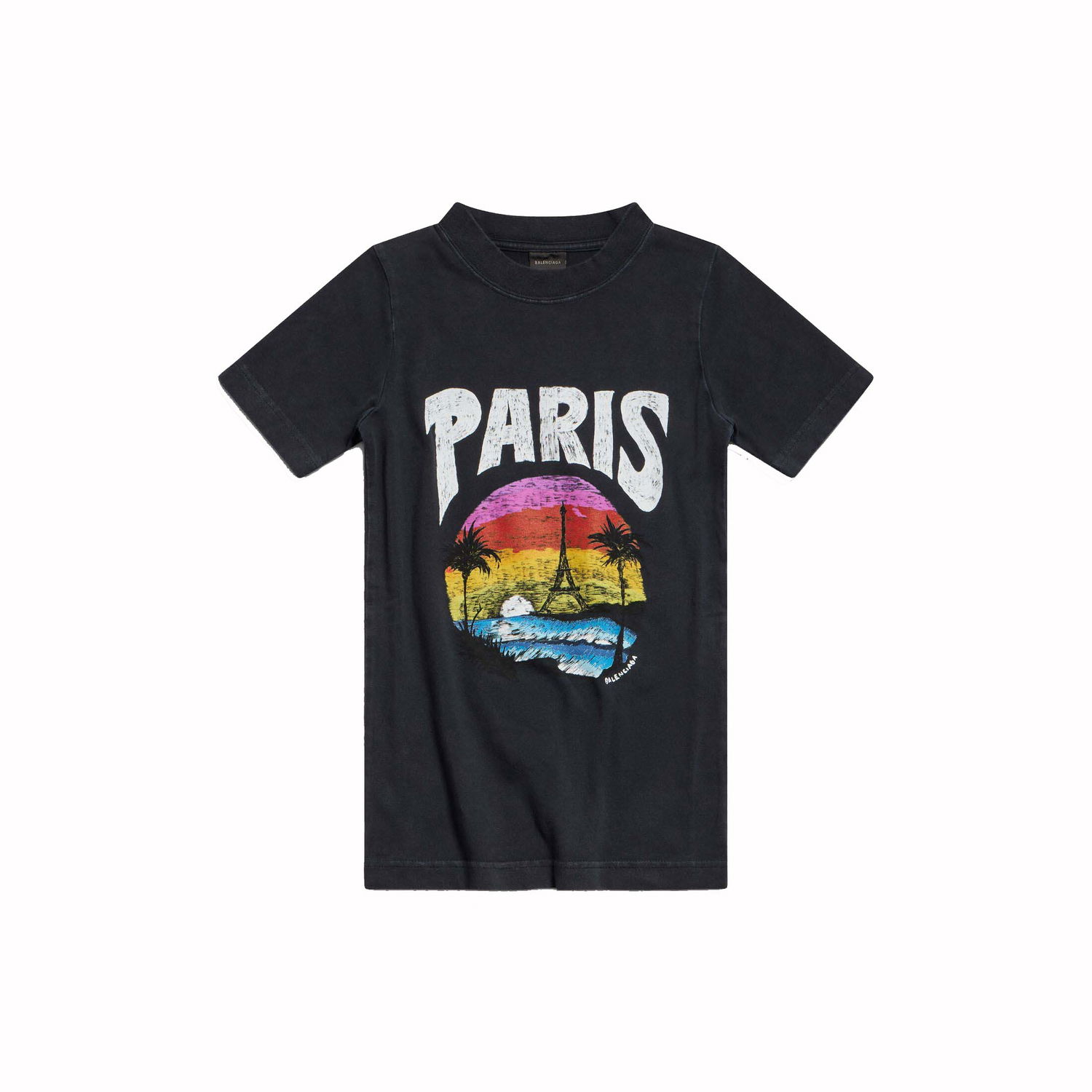 Majica Balenciaga Paris Tropical T-shirt Črna | 768075TPVM21569, 0