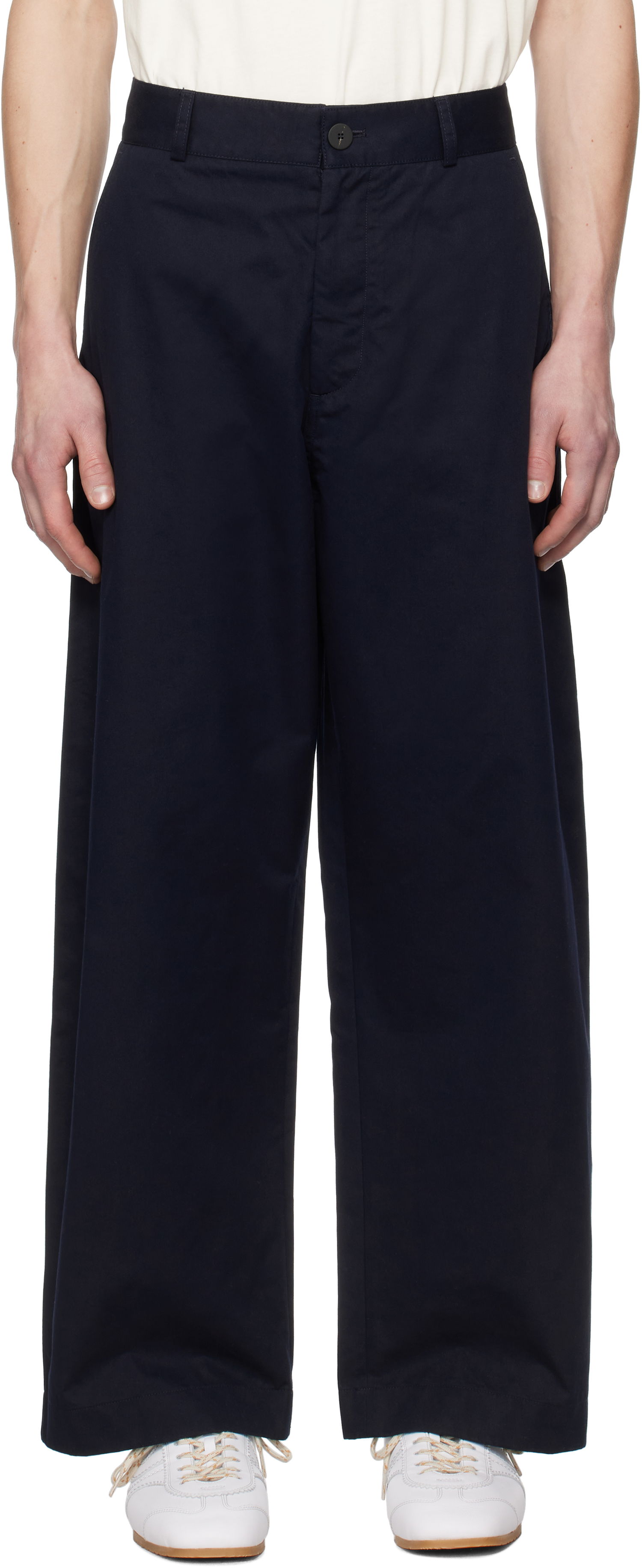 Hlače Studio Nicholson Studio Nicholson Bosworth Wide-Leg Trousers Mornarica | BOSWORTH SNM - 1297, 0