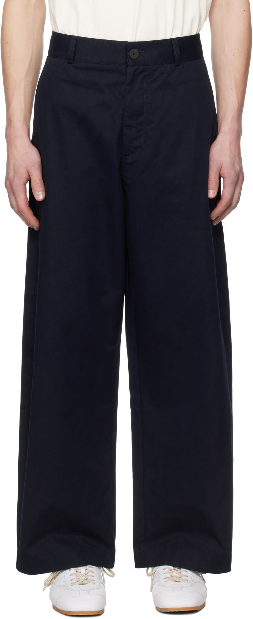 Hlače Studio Nicholson Studio Nicholson Bosworth Wide-Leg Trousers Mornarica | BOSWORTH SNM - 1297