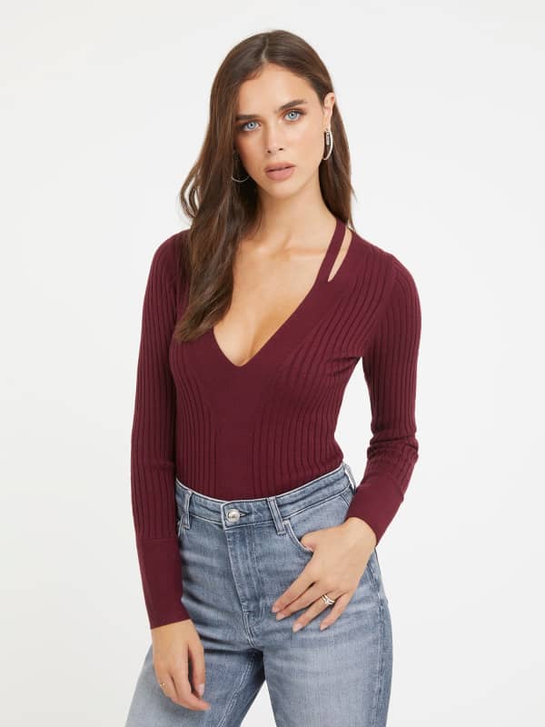 Pulover GUESS V Neck Viscose Blend Rdeča | W3BR30Z2V42, 0