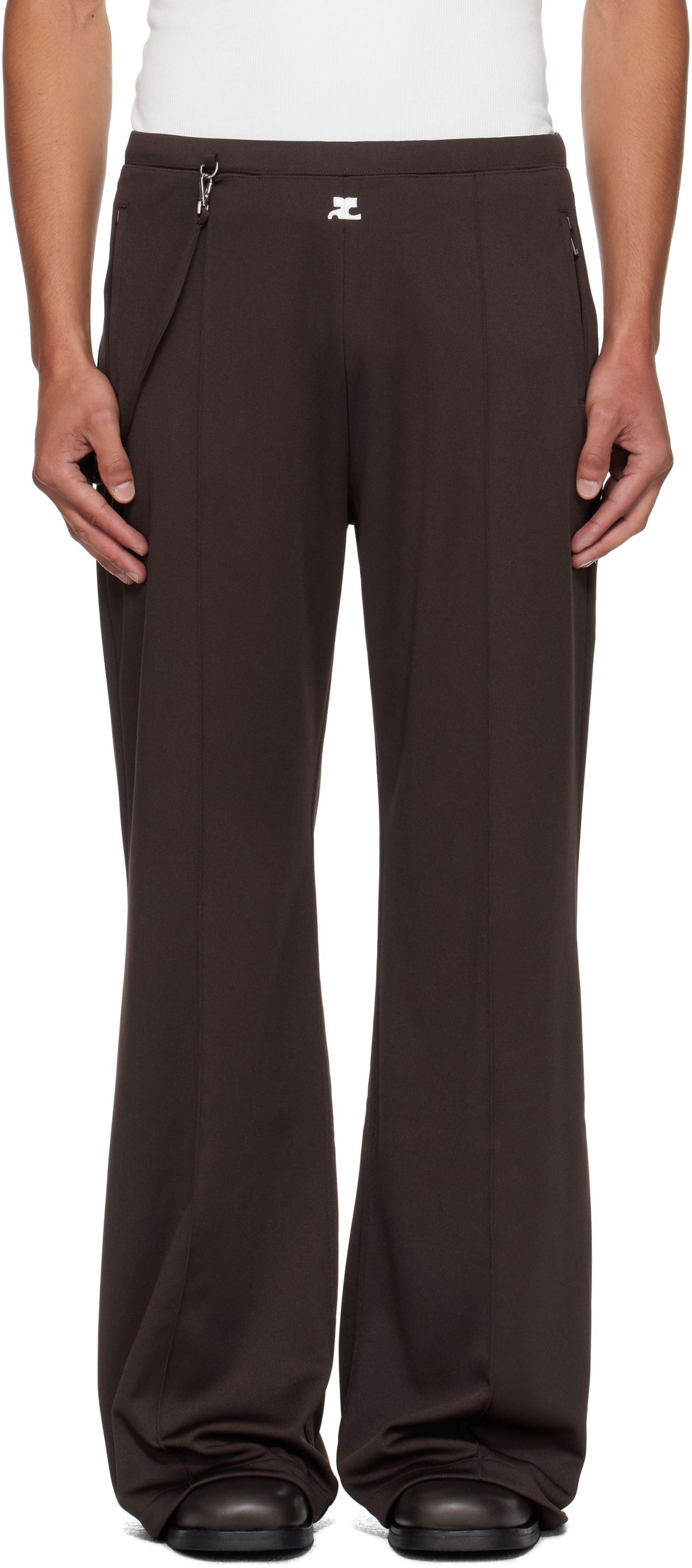Hlače Courrèges Courrèges Flare Interlock Tracksuit Pants Rjava | 325JPA426JS0250, 0