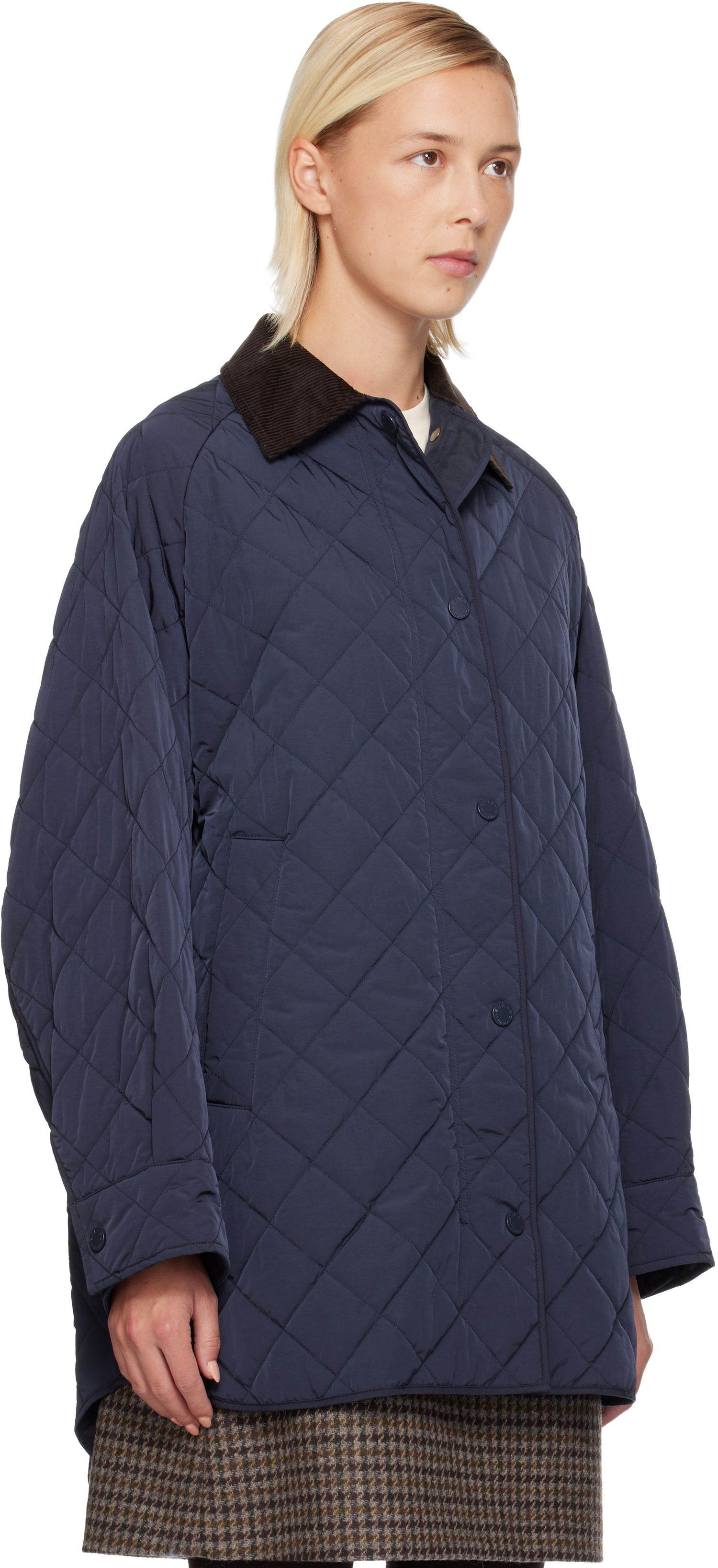 Jakna Max Mara Pepato Quilted Jacket with Corduroy Collar Mornarica | 2525496102600, 1