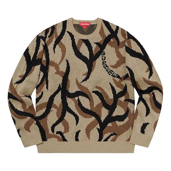 Pleteni pulover Supreme Supreme Tribal Camo Sweater Rjava | SUP-FW19-274