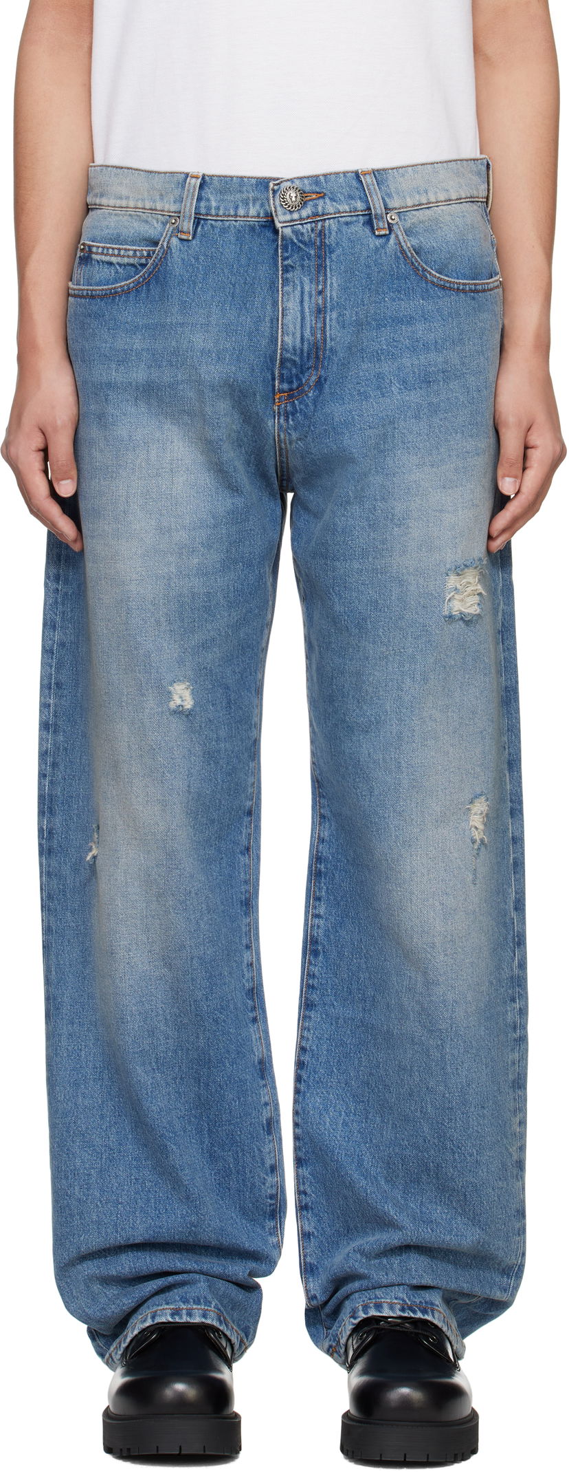 Kavbojke Balmain Balmain Loose-Fit Jeans Modra | EH1ML155DF44