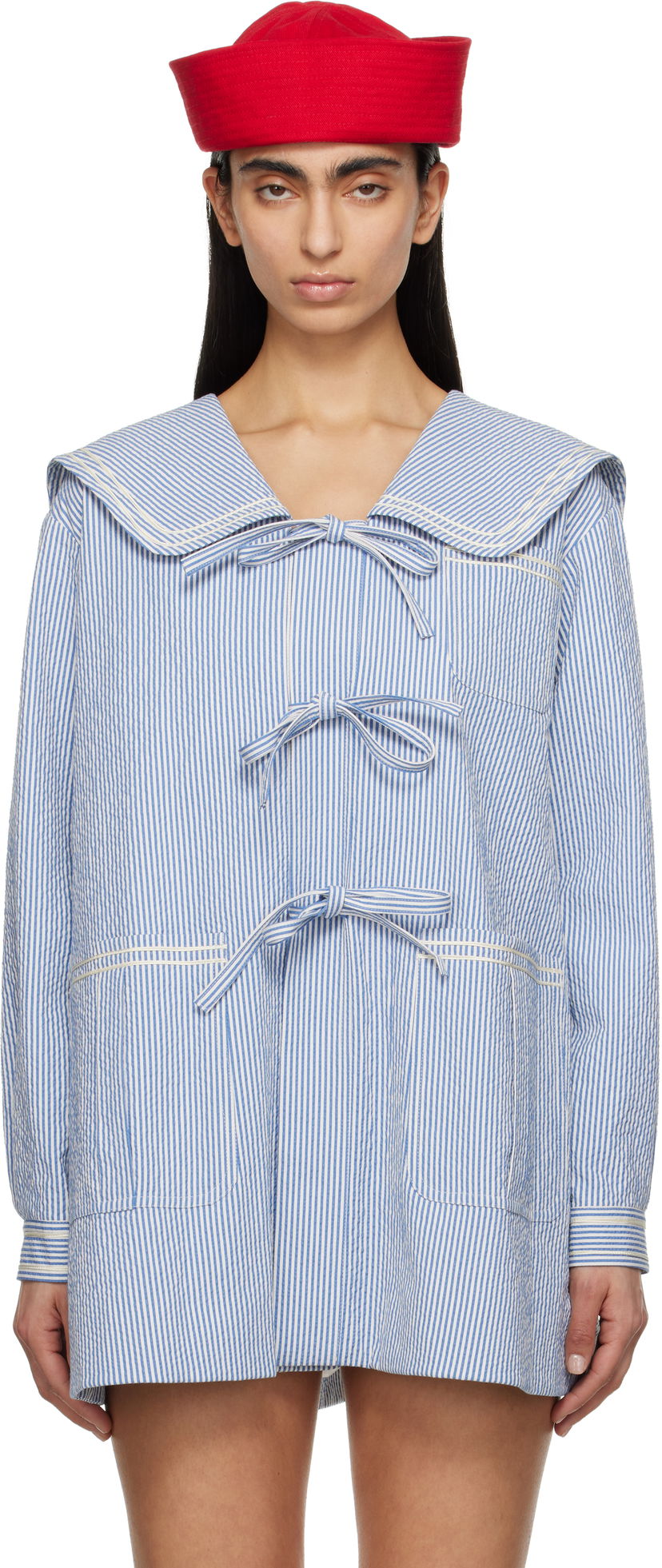 Srajce Bode Bode Club Stripe Sailor Coat Modra | WRS25JA003