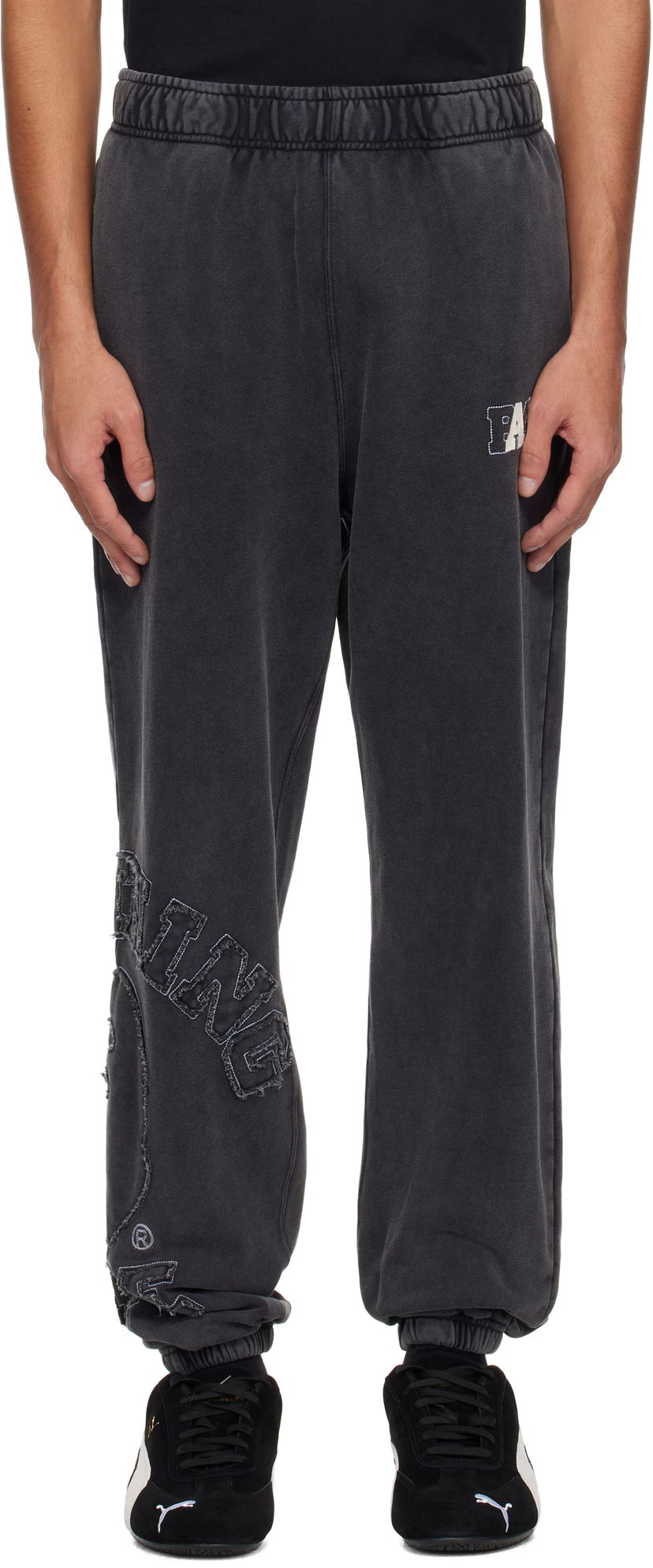 Trenirka BAPE BAPE Washed Effect College Patch Sweatpants Črna | 001PTK801001M