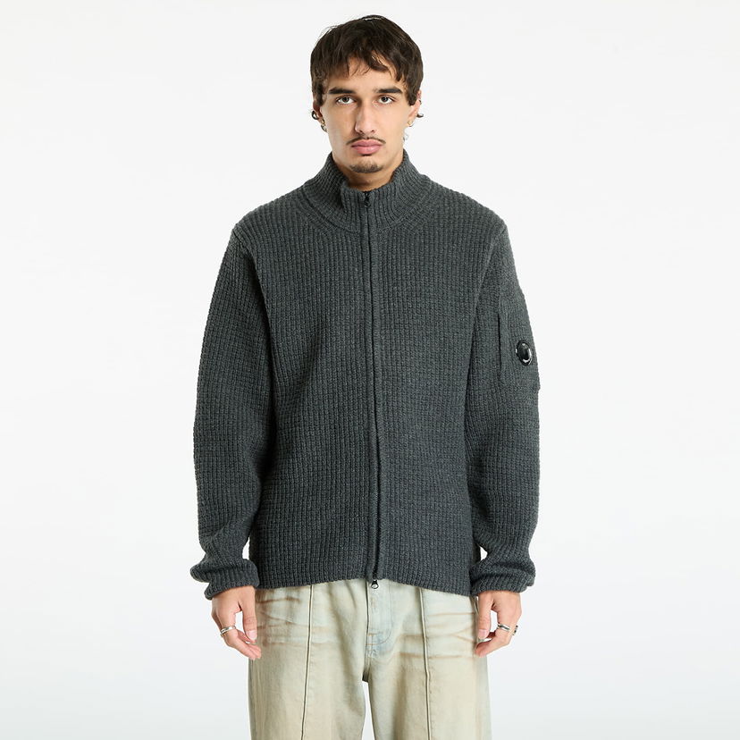 Pleteni pulover C.P. Company Lambswool Grs Full Zip Sweater Dark Shadow Grey Siva | 19CMKN131A110149A-978