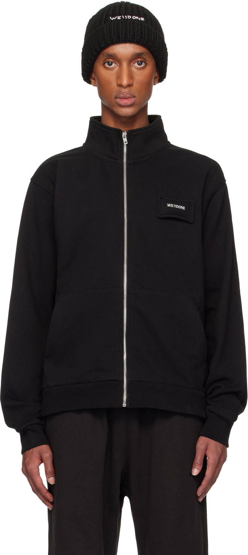 Pulover We11done Pillow Logo High-Neck Jacket Črna | WD-TJ3-24-827-U-BK