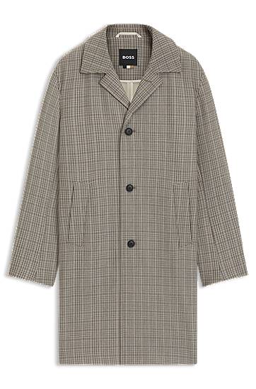 Plašči BOSS BOSS Classic-Fit Check Coat Bež | 50546039