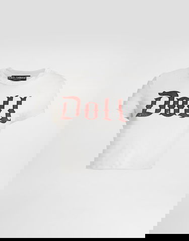 Krop-top Dolce & Gabbana Dolce & Gabbana Doll Print Cropped Jersey T-Shirt Bela | F8V95TGDDGSS9000, 0