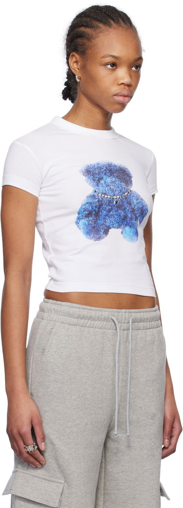 Krop-top We11done We11done Studded Bear Cropped T-Shirt Bela | WD-TT0-25-754-W-WH, 1