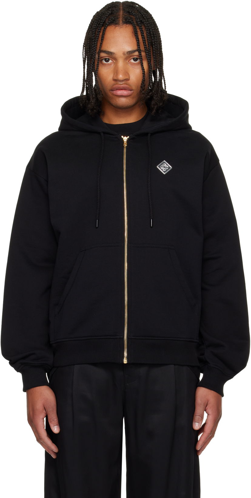 Pulover Casablanca 'Casa' Chrome Full Zip Hoodie Črna | M-AW25-JTP-408-02