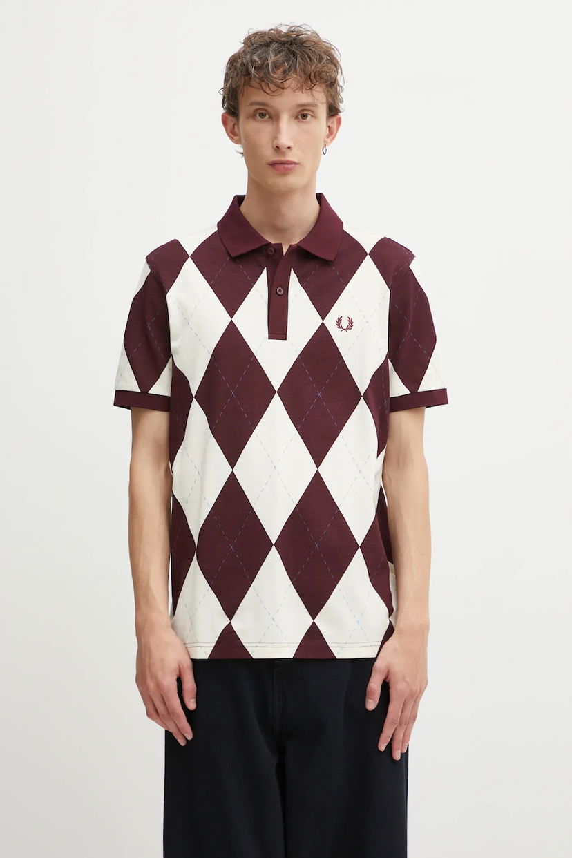 Polo majica Fred Perry Cotton Argyle Polo Shirt Večbarvna | M1628