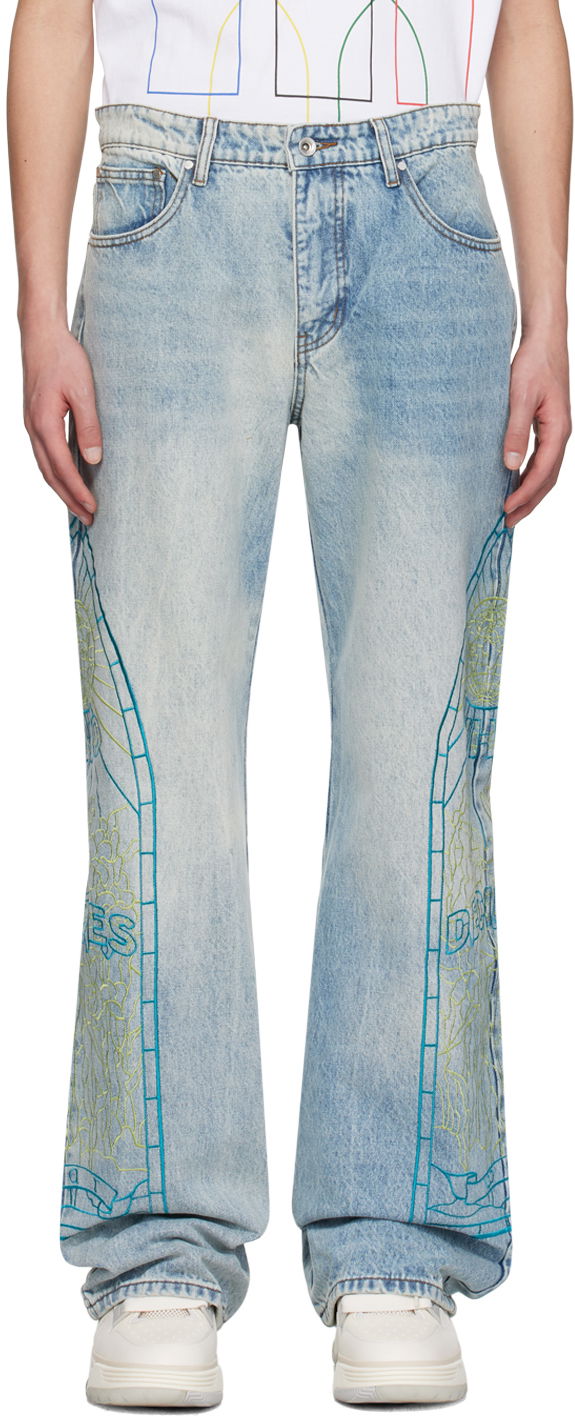 Kavbojke Who Decides War Virtuous Stained Glass Embroidered Jeans Modra | 1121000008SS24