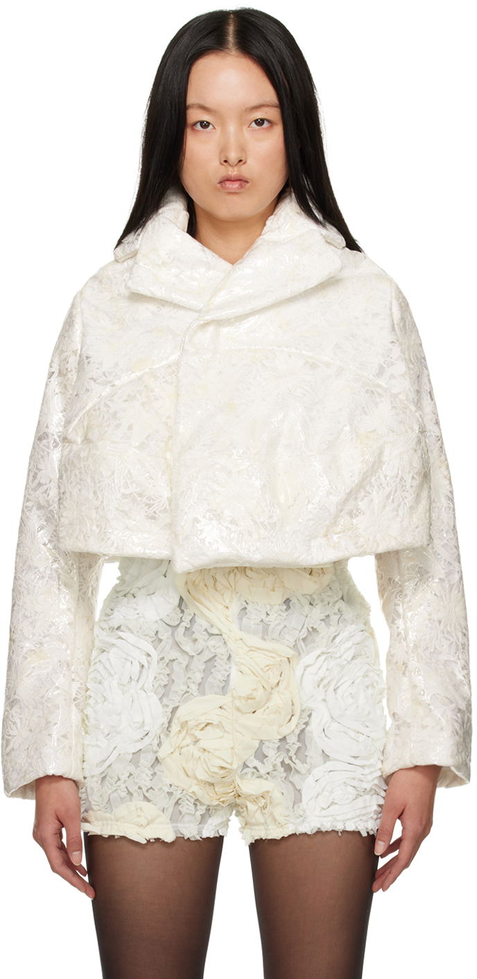 Bomber jakna Comme des Garçons Notched Cropped Jacket Bela | GK-J021-051