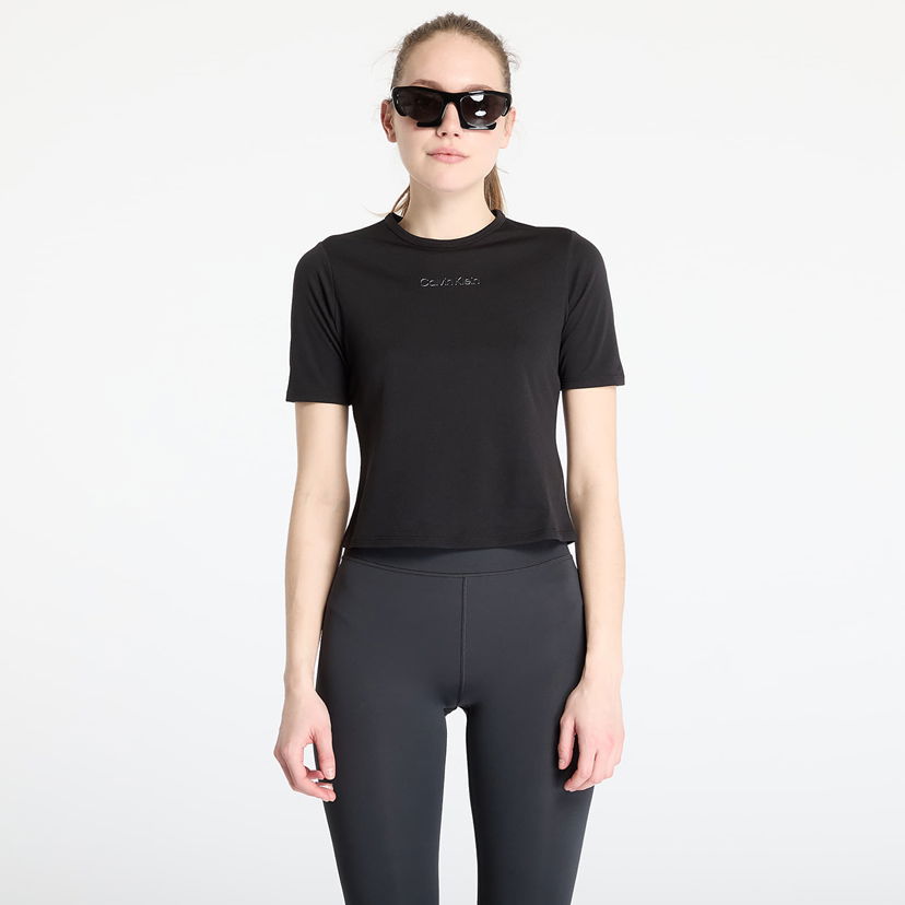 Krop-top CALVIN KLEIN Calvin Klein Sport Short Sleeve Tee Črna | LVGWS4K238 UB1