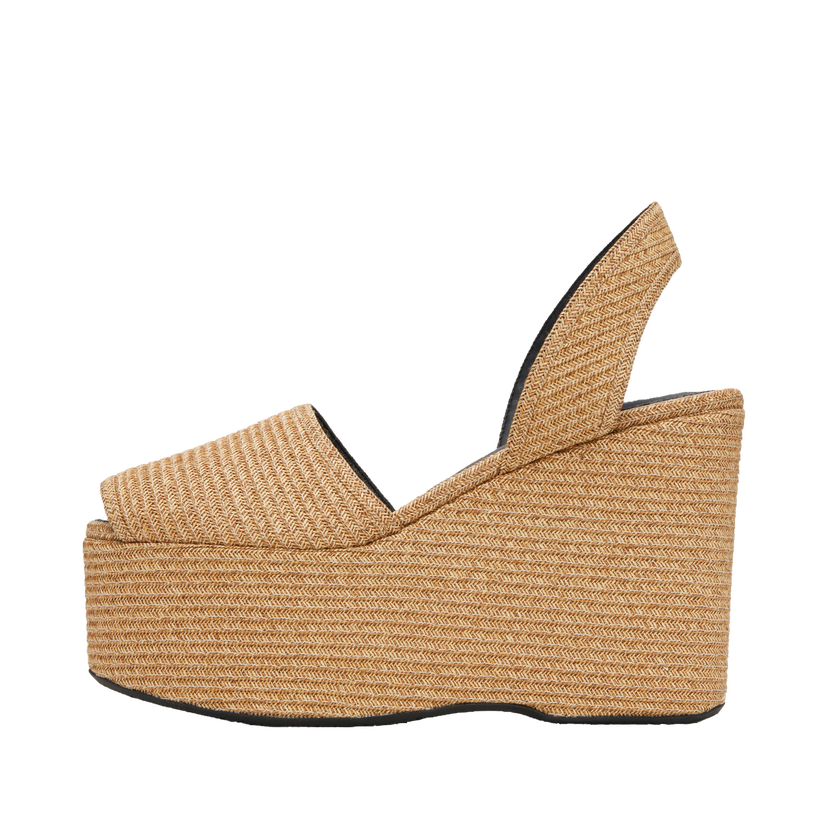 Superge in čevlji Alaïa ALAÏA Wedge Paper Straw Heeled Sandals Bež | AA3S129TK054