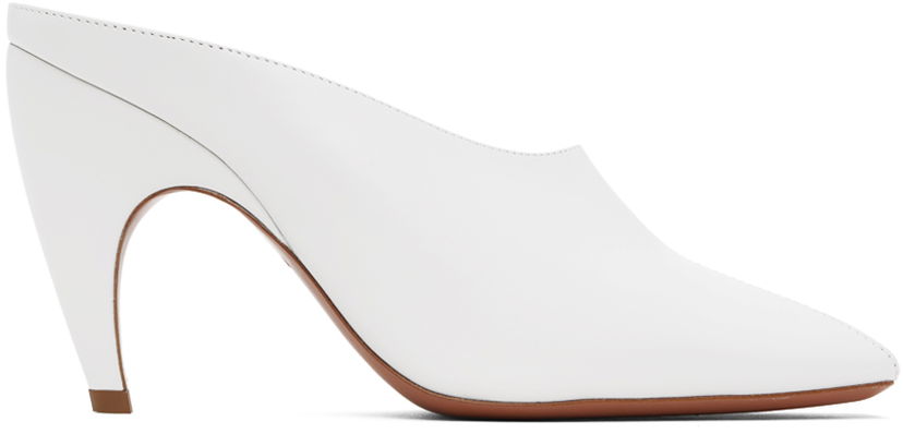 Superge in čevlji Alaïa Sculptural Heel Leather Mules Bela | AA3M083CK122