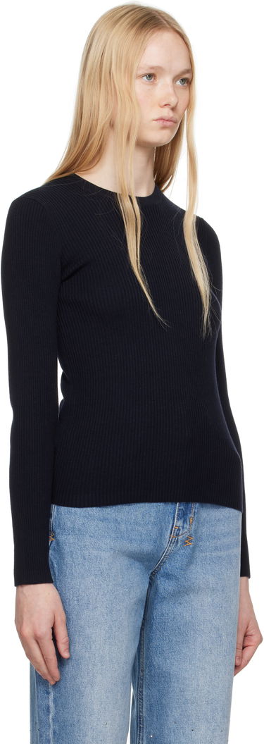 Pleteni pulover MAISON KITSUNÉ Maison Kitsuné Baby Fox Patch Fine Ribbed Sweater Črna | OW00801KT1091, 1