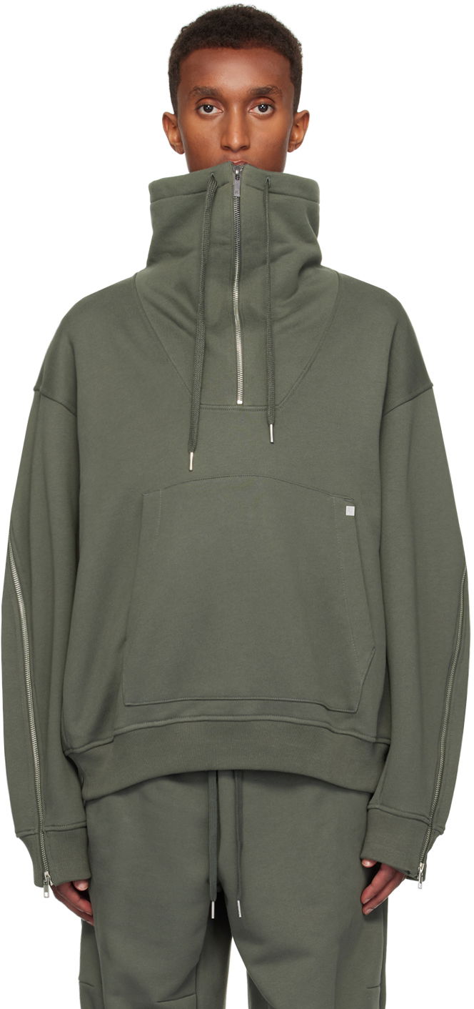 Pulover Helmut Lang Helmut Lang Suitcase Quarter-Zip Sweatshirt Zelena | O06HM501