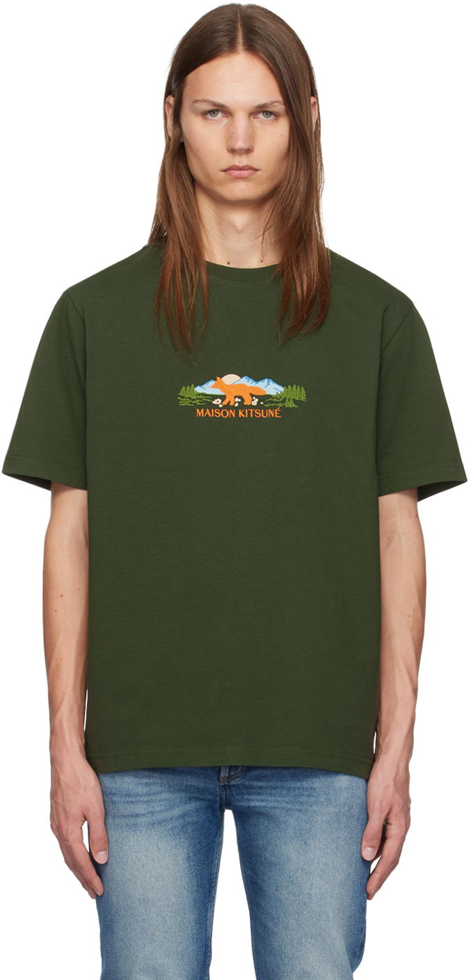 Majica MAISON KITSUNÉ Maison Kitsuné Green Outdoor Profile Fox Comfort T-shirt Zelena | NM00112KJ0118