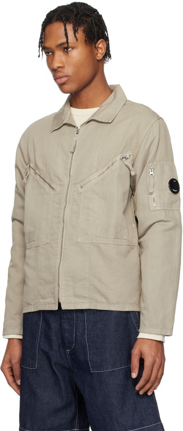 Bomber jakna C.P. Company C.P. Company Cotton Linen Zip Overshirt Bež | 18CMOS103A-006273G, 3