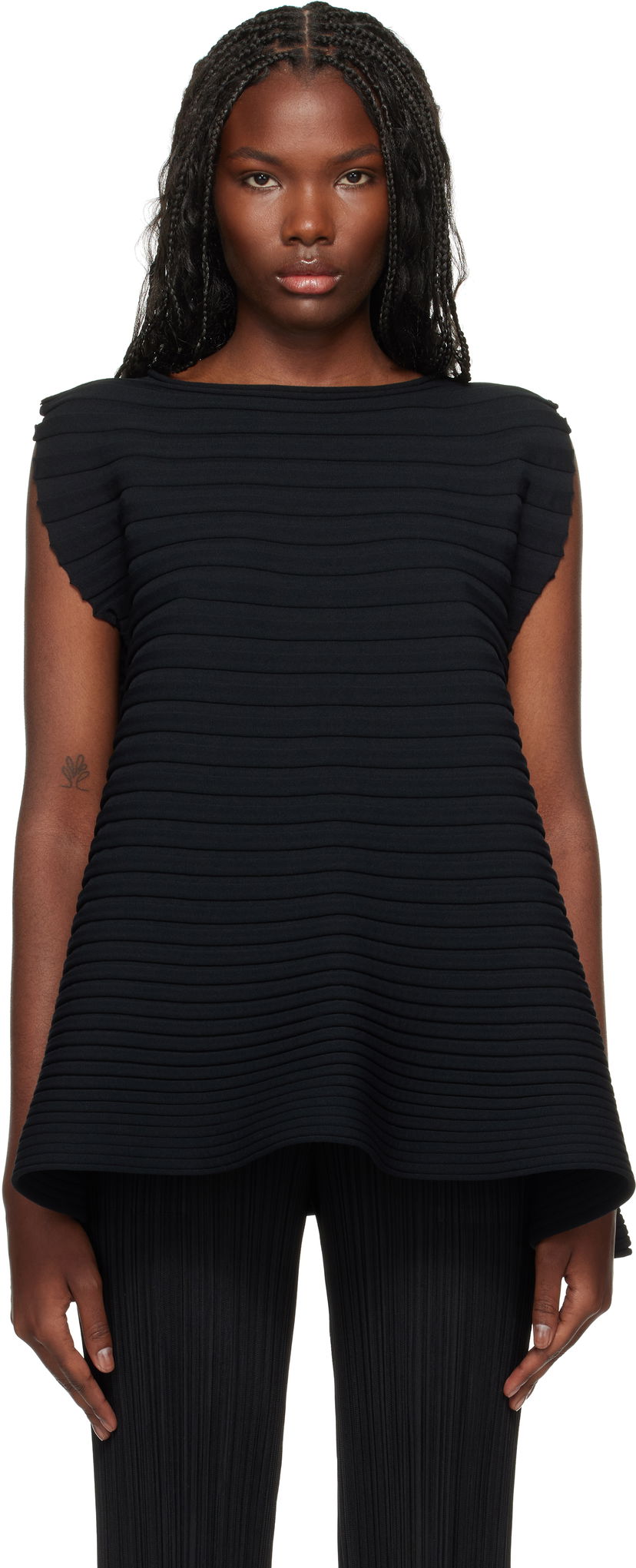 Majica Pleats Please Issey Miyake Knit Top Črna | PP48KK791