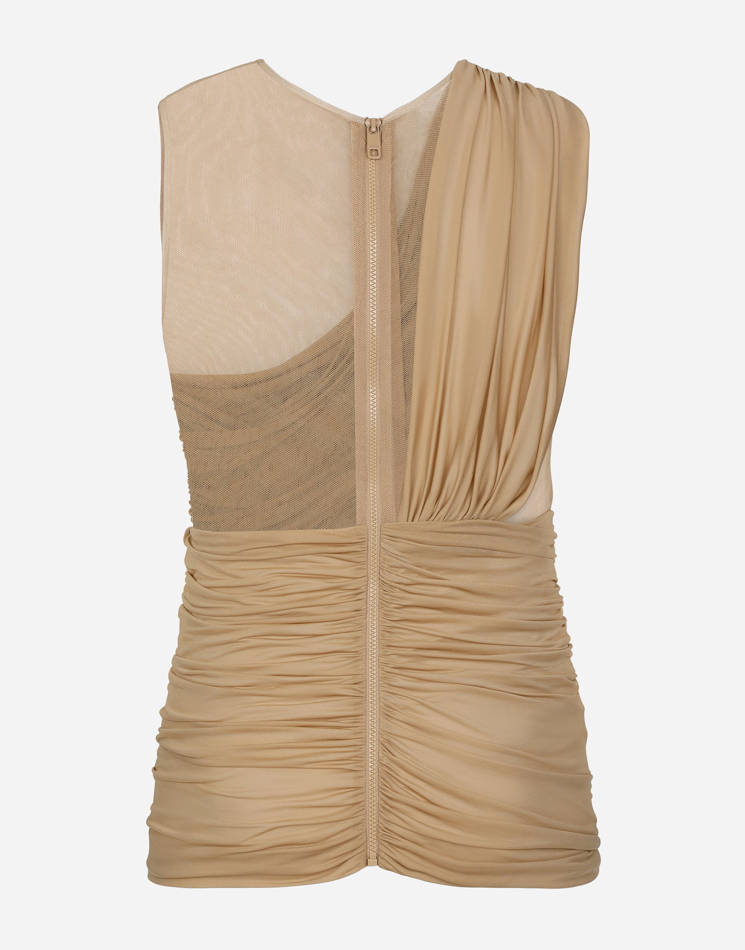Majica brez rokavov Dolce & Gabbana Stretch Tulle T-shirt With Draping Bež | G8RW3TG7M7SS9000, 1