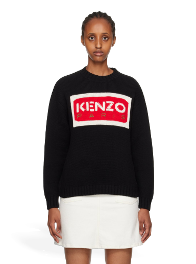 Pleteni pulover KENZO Paris Intarsia Črna | FD62PU4313LA