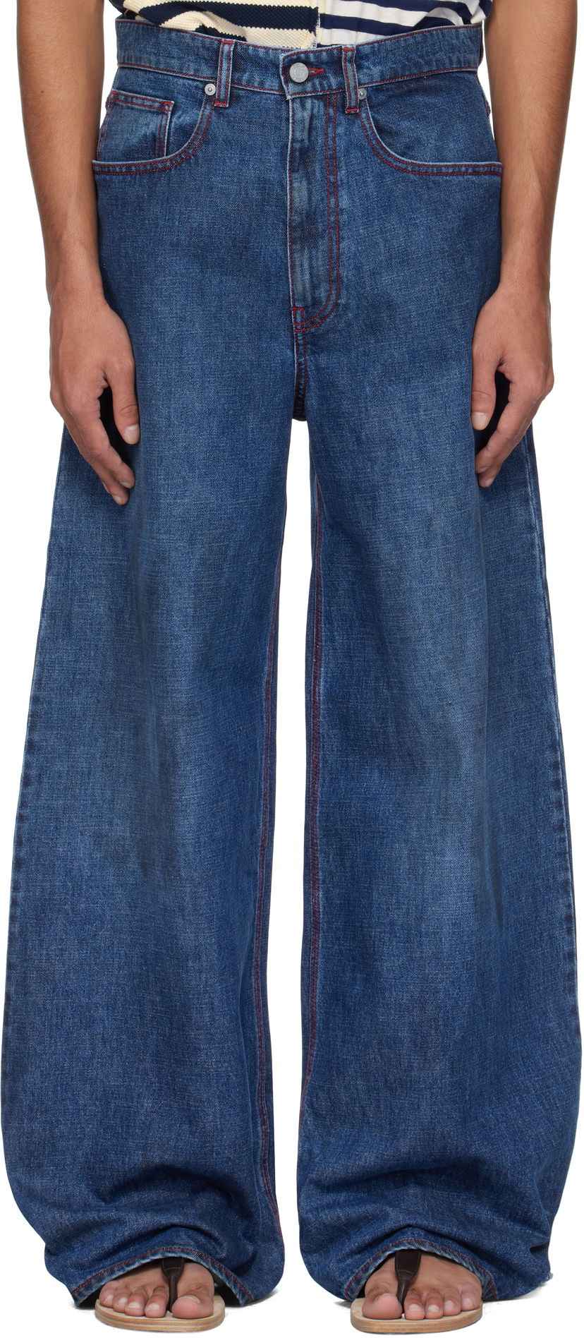 Kavbojke ERL ERL Baggy Indiana Distressed Jeans Modra | ERL10P013