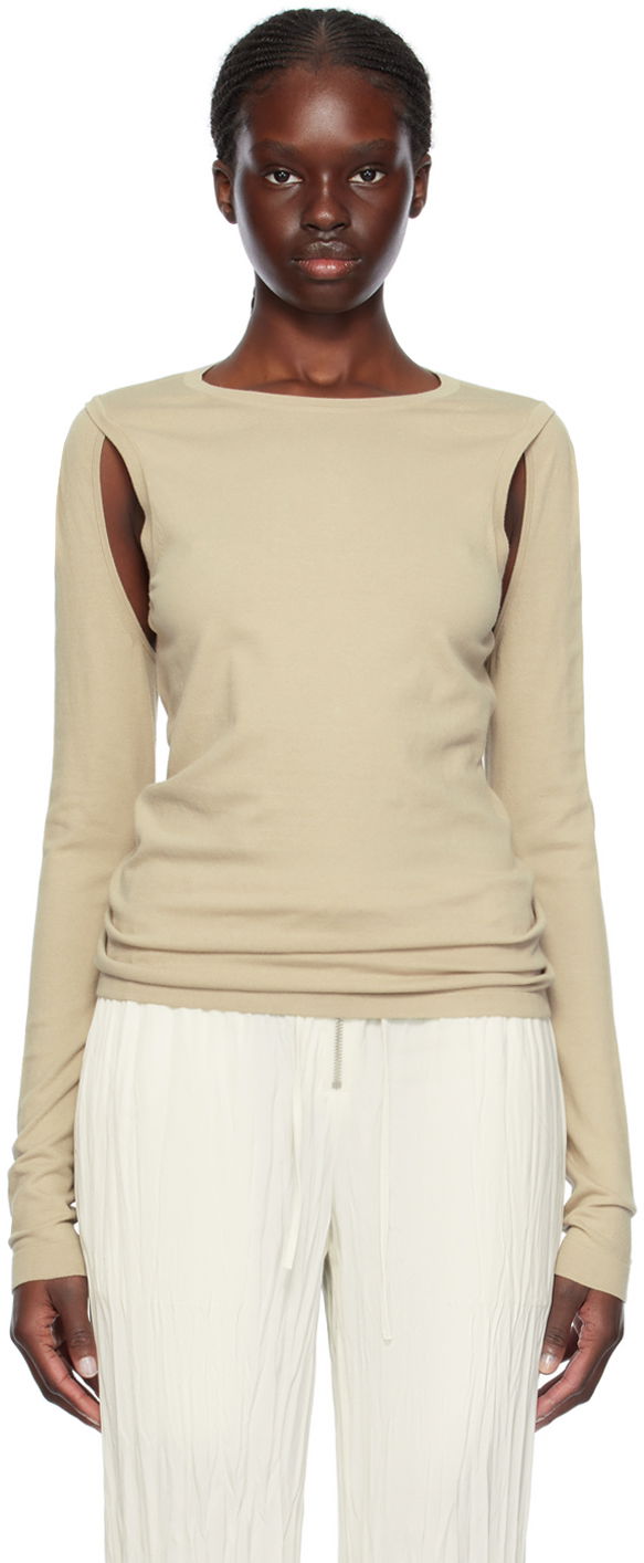 Majica Helmut Lang Cutout Long Sleeve Bež | O02HW703