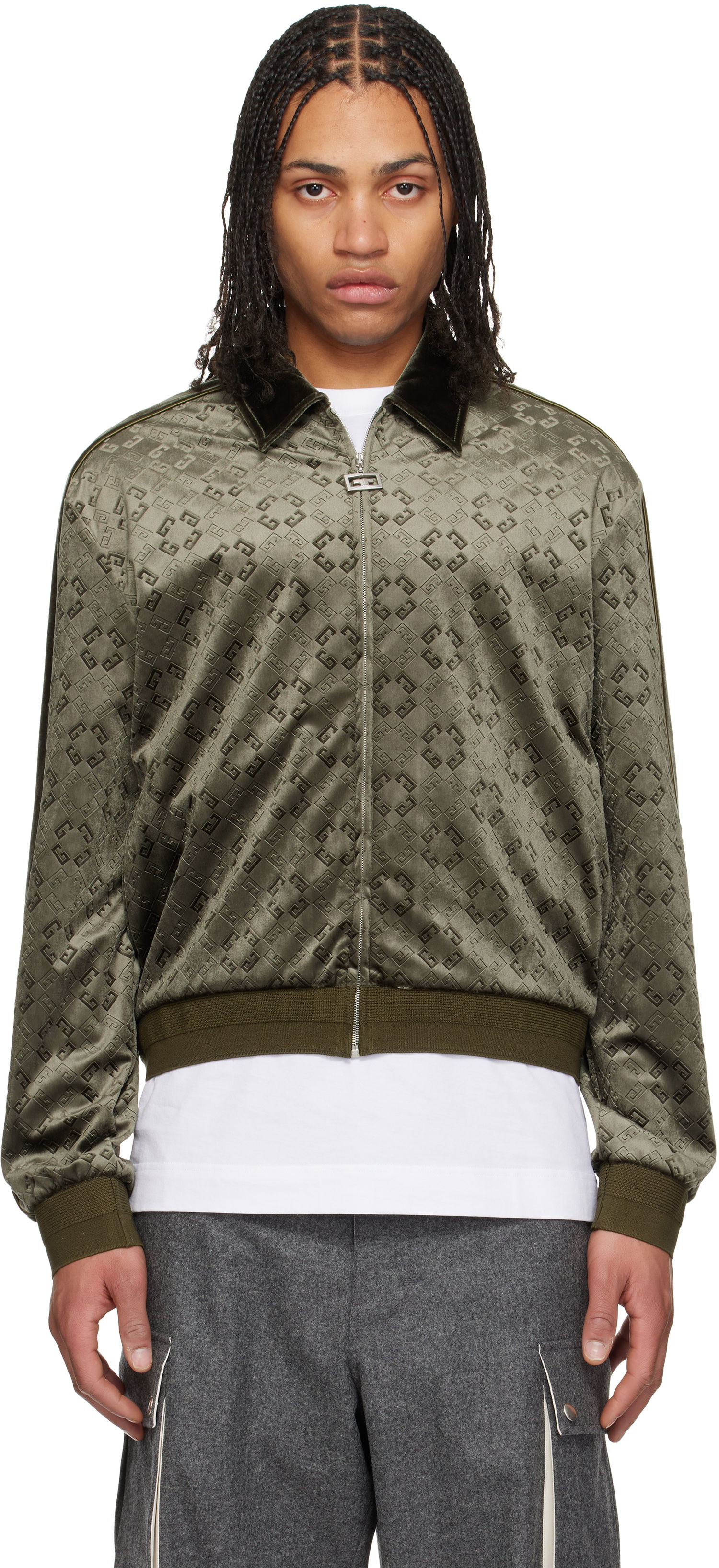 Bomber jakna Givenchy Givenchy Monogram 72 Velvet Track Jacket Zelena | BM01A4316Z300, 0