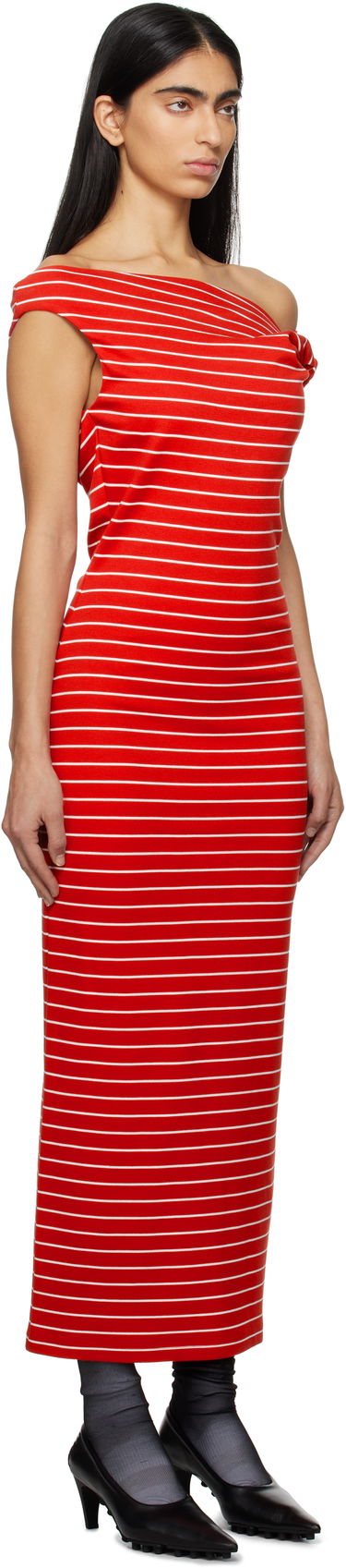 Obleke MSGM MSGM Striped Midi Dress Rdeča | 3841MDA30 257115, 1