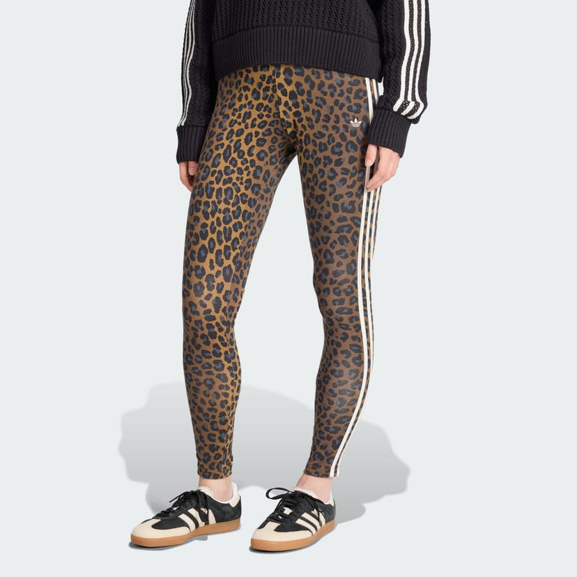 Pajkice adidas Performance 3-Stripes Leopard Print Leggings Rjava | JW7308